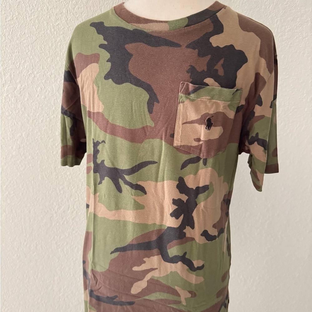 Polo Ralph Lauren Shirt Camouflage Short Sleeve Pocket  Cotton‎ Youth Size 14-16